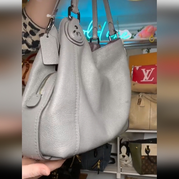 Coach Edie 31 Prairie Rivets Turnlock Bag In Gray Leather Gunmetal Hardware - Picture 6 of 12